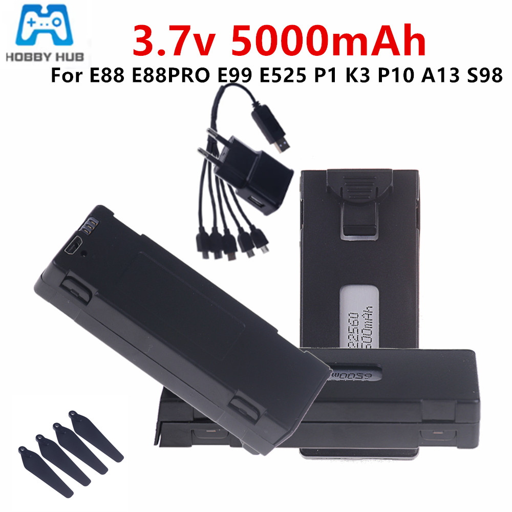 3.7V E88 5000mAh Rechargeable  - Drone Rc E88 Pro ulasan dan harga